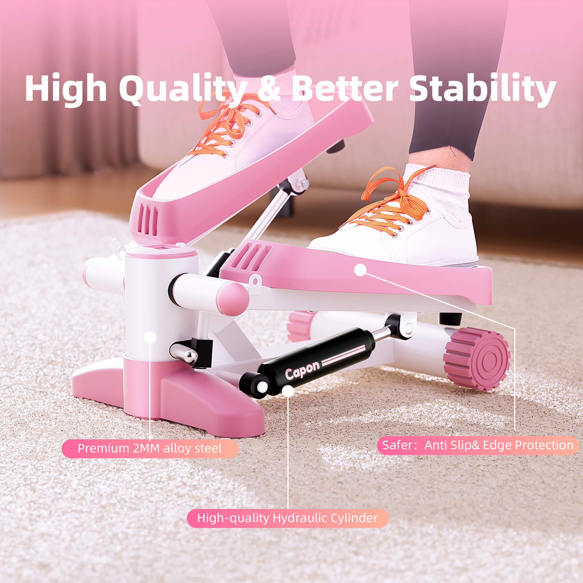 Capon Stair Stepper for Exercises, Portable Mini Steppers with Resistance Band & Non-Slip Mat, 330LB Weight Capacity and LCD Calories Display, Aerobic Fitness Stepper Machine for Home Office Workout Capon Stair Stepper for Exercises, Portable Mini Steppers with Resistance Band & Non-Slip Mat, 330LB Weight Capacity and LCD Calories Display, Aerobic Fitness Stepper Machine for Home Office Workout